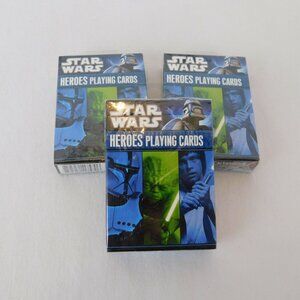 Lot of 3 Star Wars Heroes Playing Cards NIP Cartamundi Decks From 6 Films 2011